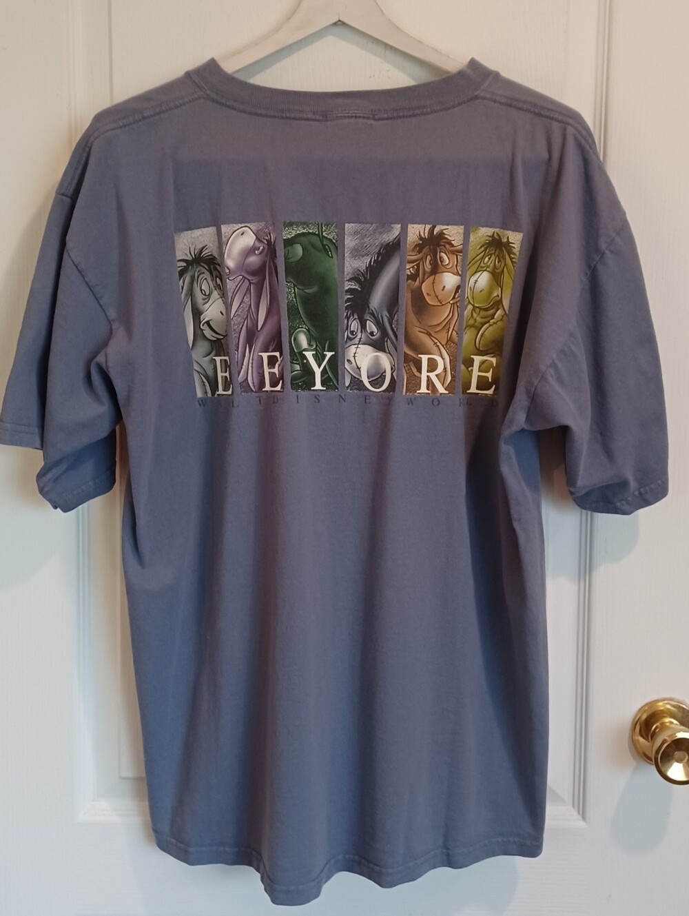 VINTAGE 90s WALT DISNEY WORLD EEYORE DOUBLE-SIDED GRAPHIC T-SHIRT NO TAG (L/XL)